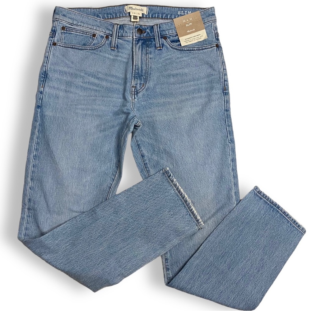 NWT Madewell Slim Flex Denim Light-wash Jeans Size 33x32